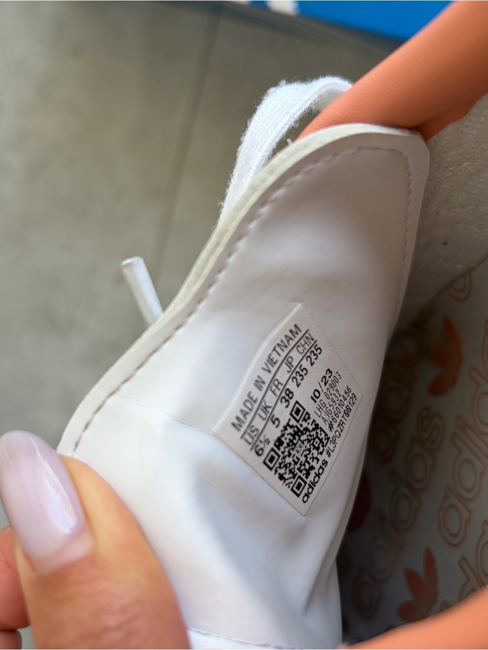 adidas Samba Leather Sneaker in White and Orange - Picture 6 of 11
